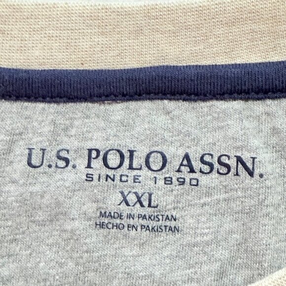 U.S. Polo Assn Men's Pullover Long Sleeve Sand Heather Henley Shirt Size XXL NWT - Picture 5 of 9